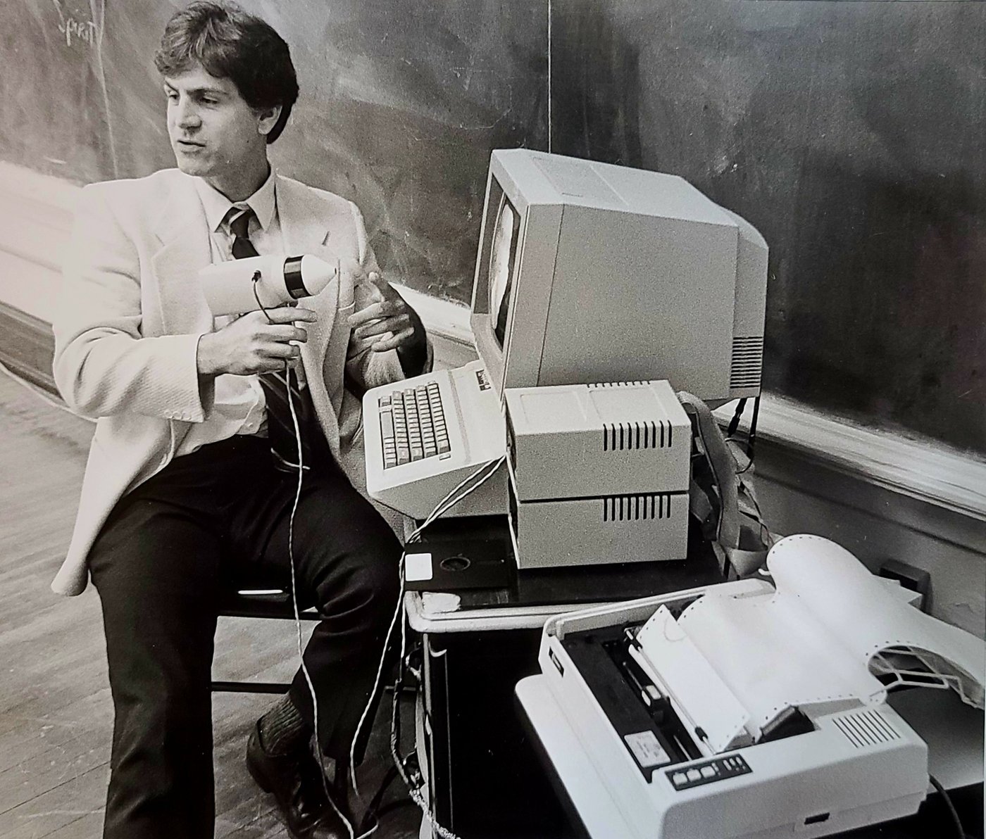 Joseph R. Scogna Jr. teaching with early computer and infrared equipment, circa the 1980s